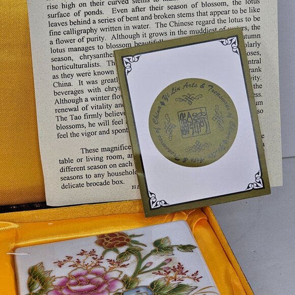 Yi Lin Arts & Treasures Ceramic Tile Coasters Flowers Of The Seasons Brocade Box - Picture 4 of 8